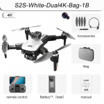 S2S Mini Drone 4K Professionaalne 8K HD-kaamera takistuste v&auml;ltimine Aerofotograafia Harjadeta kokkupandav Quadcopter lendab 25 minutit valge
