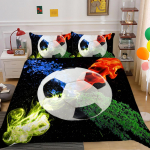 3D Fireball voodipesu t&auml;issuuruses jalgpalli v&otilde;i korvpalli voodikatte komplekt sobib poiste ja meeste spordis&otilde;prade toa sisekujunduseks AU Double 180x210cm