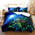 3D Starry Universe mustriga voodipesukomplekt koos Aurora Prinditud tekikatte ja padjap&uuml;&uuml;riga 2 v&otilde;i 3 eriti suurt AU240 * 270 t&auml;issuuruses kodukaunistus Baby 100x135cm