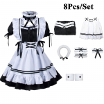 8 tk/komplekti neiu kost&uuml;&uuml;m, Cosplay Lolita komplekt neiu riietuses, neiu kleit S