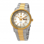 Seiko 5 kahetooniline roostevabast terasest h&otilde;bedane numbrilaud, 21 juveeliga automaatne meeste k&auml;ekell SNKN58K1 h&otilde;be