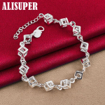 925 Sterling Silver Square AAA tsirkoonist ketiga k&auml;ev&otilde;ru ehted 20cm