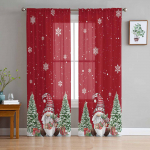 J&otilde;ulup&auml;kapiku puidutera lumi l&auml;bipaistev kardinad j&otilde;ulukaunistused koduakna t&uuml;llkardinad elutuppa magamistuppa W135 x H114cm
