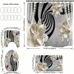 4 tk j&otilde;ulude veekindel du&scaron;ikardina komplekt, dekoratiivne vannitoakomplekt, libisemiskindel vaip-WC-katte vannimatt ja 12 konksu 4Pcs