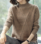 Naiste kaelusega kampsun, s&uuml;gistalvine pikkade varrukatega pullover Naiste kootud topid Džemprid Naiste kudumid One Size kohv