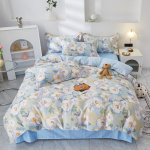 Neljaosaline komplekt 100% puuvillast pestud puuvillast &otilde;pilase kolmeosaline komplekt pika klambriga puuvillasest voodist lihtne tekikate tekikott 1.2m bed three-piece set