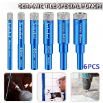 6/8/10/12/14/16 mm kuivad teemants&uuml;damikuga puurid graniidist keraamiliste plaatide portselani jaoks 6 PCS sinine