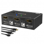 KVM-l&uuml;liti kahe monitoriga &uuml;hilduv DPHDMI-ga KVM-l&uuml;liti toetab 4K@60Hz must