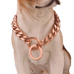 15 mm tugev 18K kuldne luksuslik koera kaelarihm, vastupidav roostevabast terasest kuuba ketiga kaelarihmad keskmise suurusega koertele rottweiler Bully 24 inch