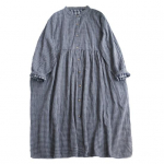 Naiste kleit V-kaelusega, ruuduline printimine pikkade varrukatega &uuml;herealine kahekihiline A-line avar &auml;&auml;ris, volditud mansett, kevadine s&uuml;gisene midikleit tumesinine v&auml;rv