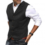 Meeste vest &uuml;herealine &uuml;herealine &uuml;hev&auml;rviline varrukateta rev&auml;&auml;r Slim Fit ametlik &auml;ristiilis kardigan pehme retro peigmehe pulmapidu vest M tumehall v&auml;rv