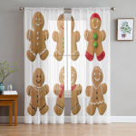 Piparkoogimees Christamsi t&uuml;llkardinad elutoa kaunistamiseks Moodsad &scaron;ifoonist Sheer Voile j&otilde;ulukardinad 135W x 114H(cm)