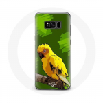 Rohelise taustaga &uuml;mbris Samsung Galaxy S8 Yellow Parakeet Birds jaoks