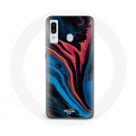 &Uuml;mbris Samsung galaxy A40 abstraktse tekstuuriga sinine must punane