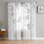 Hallid valged puuoksad L&auml;bipaistvad kardinad elutuppa Moodne Voile kardin Magamistoa T&uuml;llkardinad Aknakatted Dekoor W135 x H274cm x2