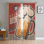 Retro &otilde;lleplakat T&uuml;ll l&auml;bipaistev aknakardinad elutuppa Magamistuba Moodne &scaron;ifoon Voile organza kardinad dekoorkardinad 135W x 114H(cm)