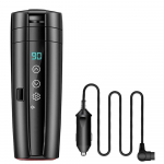 12V 24V autosoojendustass 400ml nutikas temperatuurin&auml;idikuga termostops roostevabast terasest termos, kaasaskantav elektriline veekeetja kohvitassid must