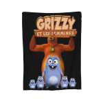 Naljakas Grizzy ja Lemmings multifilmitegelase tekk Flanell-tekk voodi kate Elutoa piknikureisi kodudiivan 100x125cm 40x50in