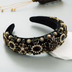 Naiste juuksepael Vintage Broken Crystal Resin Flower Armas temperament kangas laia servaga peapael juukseklamber OneSize