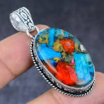 Natural Spiny Oyster Gemstone Handmade 925 Sterling Silver Pendant 2.05 c8u03