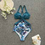 Naiste ujumistrikoo Solid Cross Leopard Suures suuruses naiste ujumisriided rannar&otilde;ivad Seksikas pluss suuruses naiste ujumiskost&uuml;&uuml;m S roheline