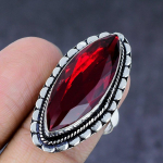 Natural Mozambique Garnet Gemstone Handmade 925 Steling Silver Ring Size 7 y6g07
