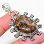 Natural Mud Crack Fossil Gemstone 925 Sterling Silver Gift Pendant 2.21 r9q25