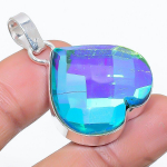 Natural Mystic Topaz Gemstone Handmade 925 Sterling Silver Pendant 1.46 m8r32