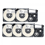 5 pakki 18mm etiketilinti XR-18GN XR18YW XR18WE XR18BU paelad, mis sobivad Casio EZ etiketiprinteriga KL-100 KL120 KL60 KL-750 black on clear