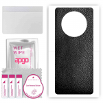 apgo Protective Skin Sticker for the back compatible with Huawei Enjoy 50 Pro, Wrap Film, Foil, Vinyl - Pattern Black Leather