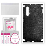 apgo Protective Skin Sticker for the back+sides compatible with Huawei nova 5T, Full Wrap Film, Foil, Vinyl - Pattern Black Leather