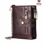 Rfid Premium pehmest nahast rahakott meestele ketiga Meeste kolmeosaline rahakott keti ja m&uuml;nditaskuga kohv