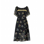 Suures suuruses naiste kleit L&uuml;hikeste varrukatega lillelised kleidid Suvised vintage rannakleidid XL must