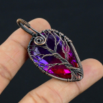 Natural Bi Color Tourmaline Gemstone Copper Wire Wrap Jewely Pendant 2.2 g4m30