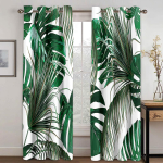 2 tk Elegantne Troopiline Abalone Leheprindiga Kardin Kodu Dekoratsiooniks &Ouml;&ouml;siga &Uuml;laosa Akende Katteks Magamistoa, Kontori, K&ouml;&ouml;gi Akendele (50W130H)x2(CM)&Hook