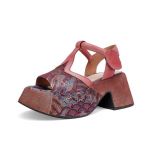 Johnature Retro k&auml;sit&ouml;&ouml;na valmistatud sandaalid ehtsast nahast, tikitud paksu tallaga moodsad naiste kingad 34 lilla