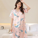 Siidist pidžaamakleit naistele &uuml;hes t&uuml;kis rinnapatjaga, suvine l&uuml;hikeste varrukatega, suure suurusega j&auml;&auml;siidist pikk seelik, siid M