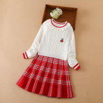 T&uuml;drukute kampsun Kleidid Kooli armas ruuduline pikkade varrukatega soonik kudum Pullover Ruffle Hubane kleit Lastele Talveriided 110