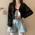 Puhasv&auml;rviline &otilde;huke p&auml;ikesekaitsekardigan naiste suvine r&auml;tik v&auml;litingimustes siidist l&uuml;hikesed topid pikkade varrukatega kate V&auml;ike vest naisterahvas S valge