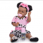 57 cm Reborn Baby V&auml;ikelapse nukud K&auml;sitsi juurdunud kiudjuuksed Must nahk Silikoon T&auml;iskeha Elutruu Reborn Girl Doll Lastep&auml;eva kingitused 23 inch