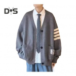 S&uuml;gistalvine Meeste kardigan V kaelusega kootud &uuml;hev&auml;rviline elastne puhast v&auml;rvi lahtised n&ouml;&ouml;bid Preppy Style &Uuml;herealine ametlik &auml;ristiilis kampsun mantel M hall