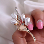 Luksuslik Lihtne Tulbi Pross Sall Riietusn&otilde;elad Naiste Kingitused Pulma Kihluspeo Ehted kuld