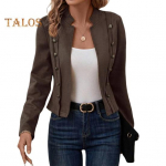 Kevadine Auutmn Lady Coat kaherealine krae n&ouml;&ouml;bid Slim Fit pikad varrukad Retro stiilis kardigan igap&auml;evaseks kandmiseks &otilde;ue jope S roheline