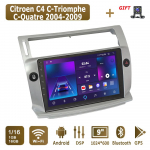 Android Carplay Autoraadio Citroen C4 C-Triomphe C-Quatre 2004-2009 jaoks Multimeediapleier Peaseade Stereo GPS-navigatsioon BT WIFI 4+64GB 1+16GB h&otilde;be