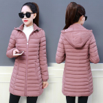 Naiste talvine kapuutsiga soe mantel Slim Candy Color puuvillane polsterdatud p&otilde;hijope Naistele Keskmise pikkusega jaqueta feminina XXXXXL roosa