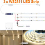 Nutikas adresseeritav piksliga LED-ribavalgusti 120LED/M 24V WS2811 voolava vee voolu j&auml;litav LED-valguslint ruumi treppide seinakaunistamiseks 10M-3PC