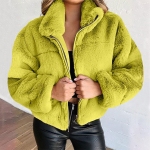 Daamide &uuml;hev&auml;rviline mood vabaaja j&auml;nese imitatsiooniga kardigan plush soe mantel XXXL kollane
