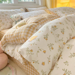 Neljaosaline voodipesu komplekt, puuvillane puhas puuvillane lilleline tekikate, voodilina &uuml;hiselamu kolmeosaline komplekt 1.2m bed