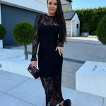 S&uuml;gis Uus Must Seksikas Klubi Pitskleit Naiste Mood Slim Fit Elegantne Vabaaja Vintage Kleit Naine K&otilde;rge V&ouml;&ouml;kohaga &Uuml;mara Kaelusega Peokleidid Pikad Kleidid 25244 S must