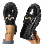 Naiste kingad Kevad Uued Loaferid Naistele Paksu tallaga libisemine Nahast platvorm vabaaja lukuga kingad Naistele Zapatos De Mujer 35